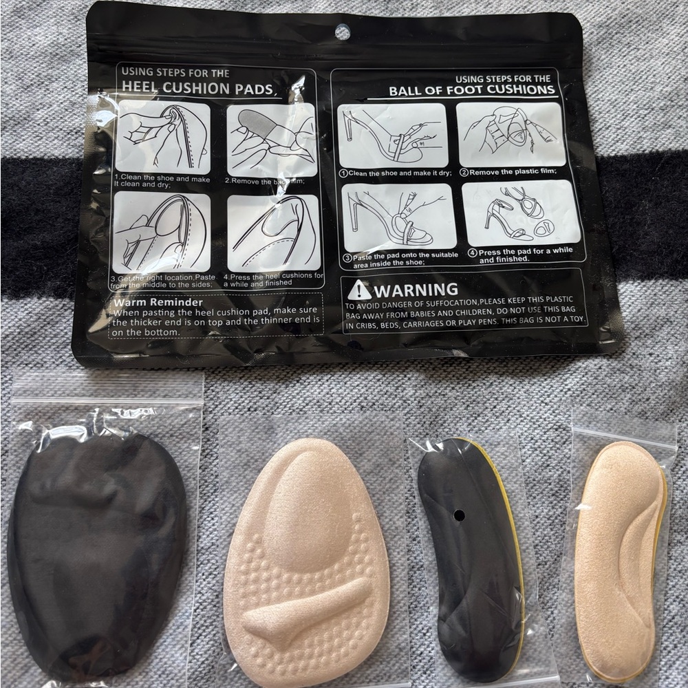 Black and Beige heel Cushion Pads Set of 4 kinds